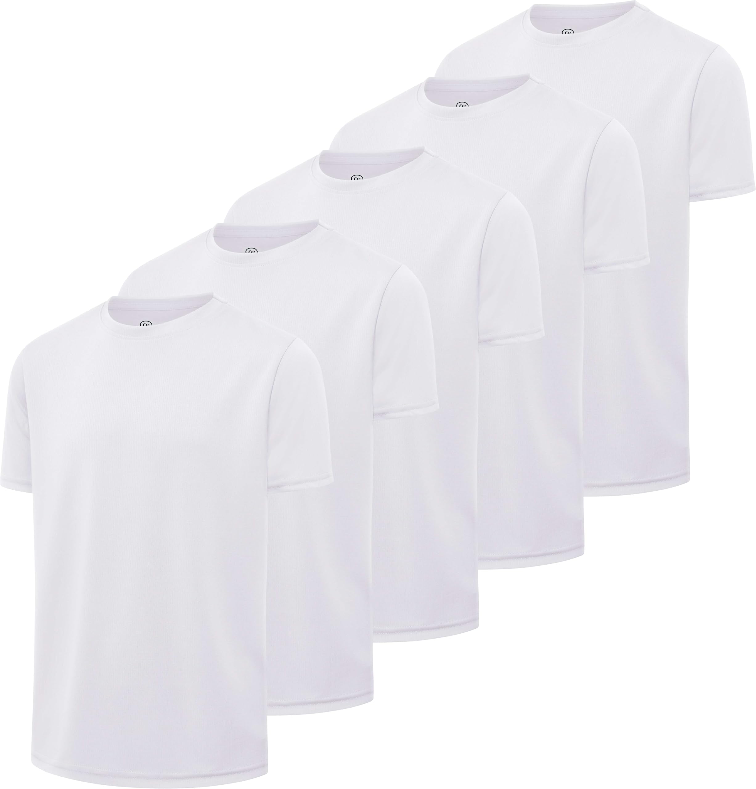 Real Essentials 5 Pack: Boy's Active Athletic Short Sleeve Performance Shirt Cooling Wicking T Shirts Activewear 6-18 Years
