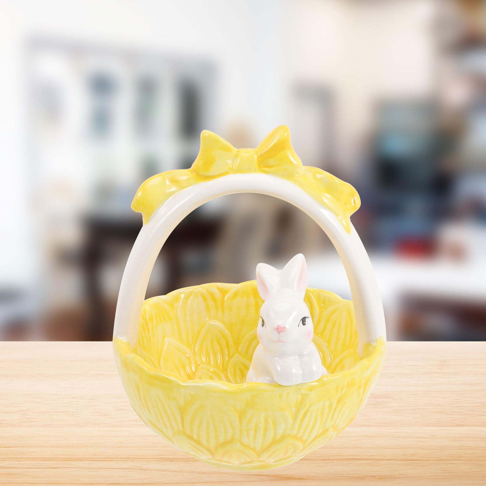 GARVALON Cestino Pasquale Coniglietto in Ceramica Decorazione da Tavolo Adorabile per Ragazzo Ragazza per Festa di Pasqua e Decorazioni Casa