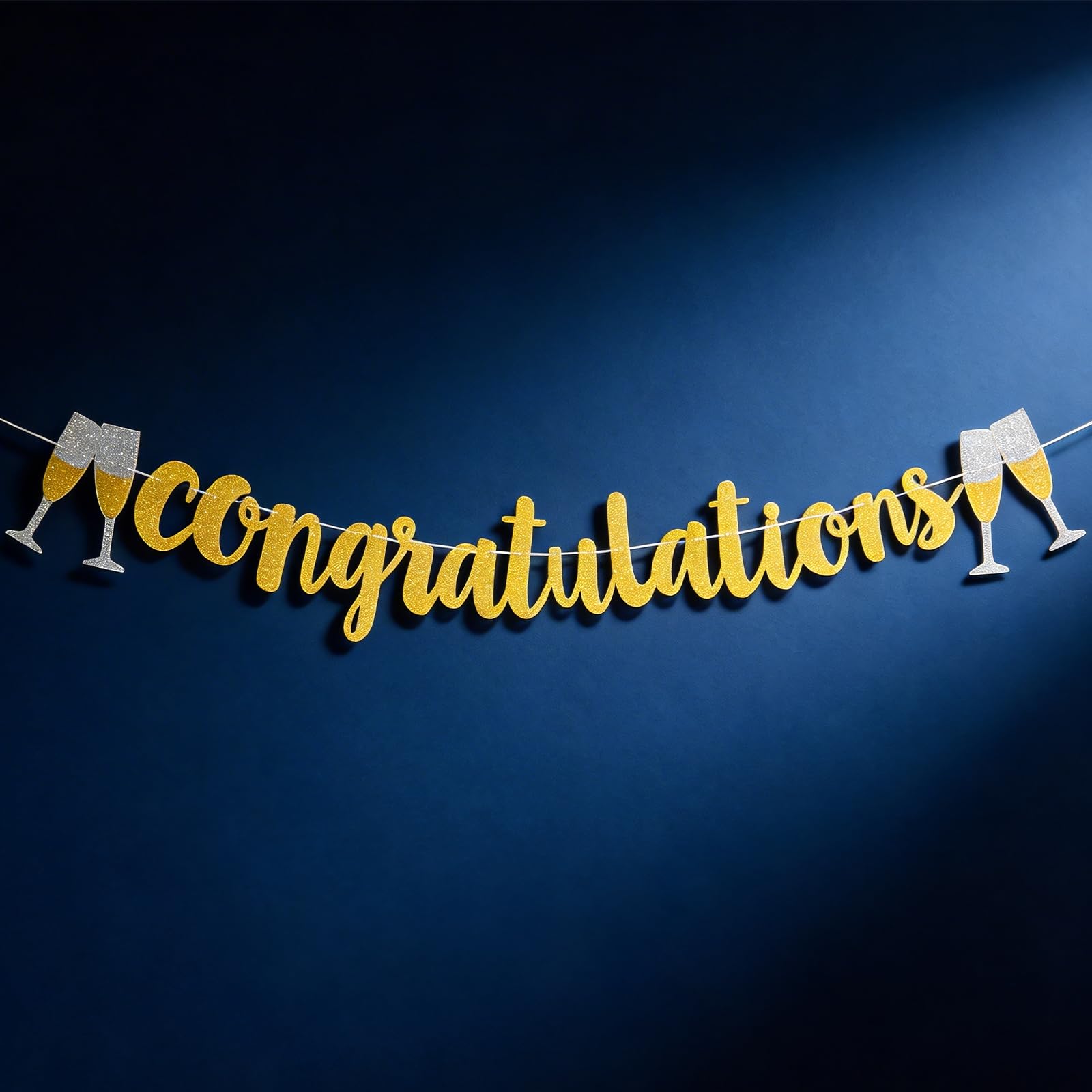 Congratulations Banner - Gold & Silver Glitter Party Decor for Adults - Elegant Hanging Sign for Graduation, Anniversary & Special Events - Celebration Banner