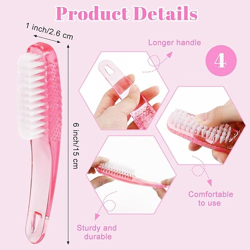 Miniatura 3 de 24 cepillos de uñas con agarre de mango, cepillo de uñas de colores surtidos, cepillos de limpieza para uñas de dedos de los pies, kit de cepillos