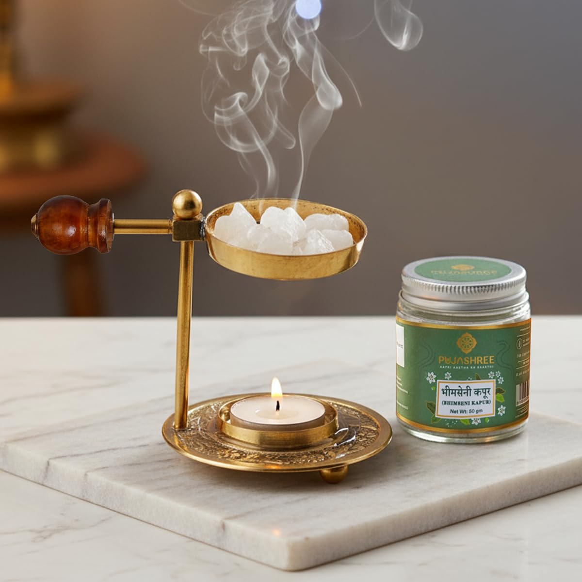 Divine Aroma Brass Diffuser Set with Pure Bhimseni Kapur-image-49