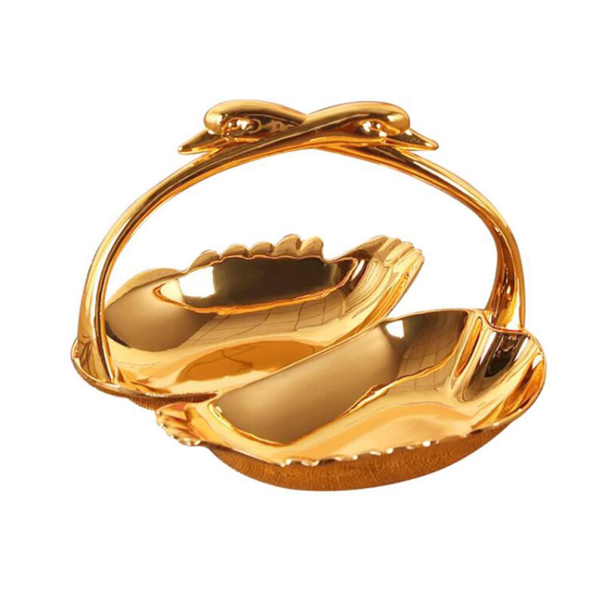 Bonbonnière en Métal Doré Style Européen Double Compartiment, Assiette à Chocolat Chic pour Snacks et Fruits Secs, pour Mariage ou Fête