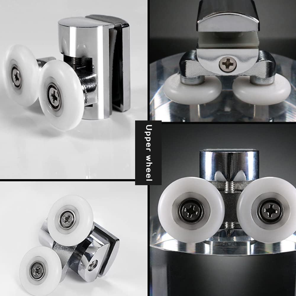Roulettes de Porte de Douche,23 mm Roues en Haut ou en Bas(2top+2bottom) | porte Coulissante Douche pour Cabine Salle de Bains Porte en Verre