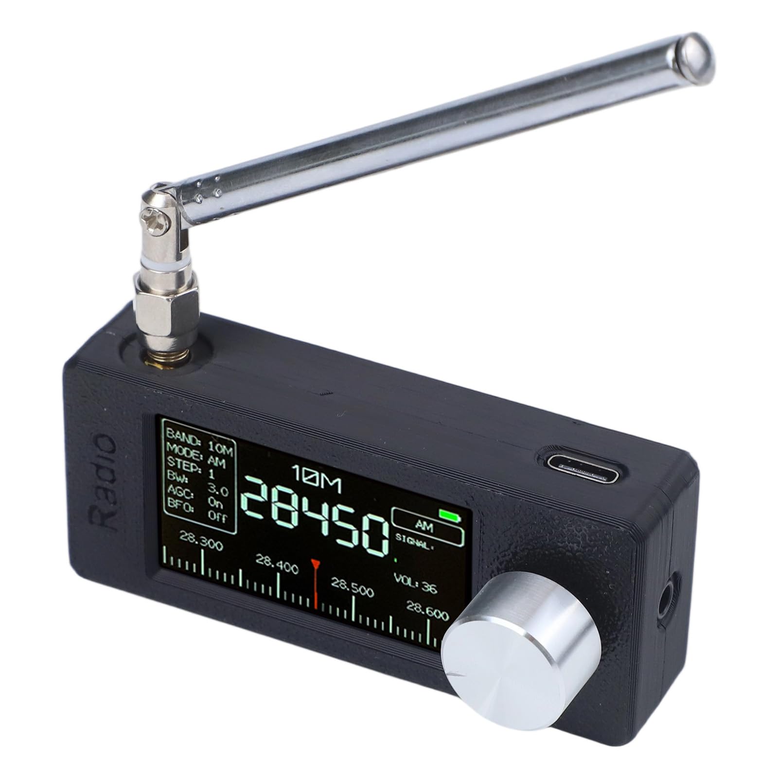 DAZZLEEX Radio SI4732 de tamaño de bolsillo, 9.9 K-108 MHz, pantalla a color IPS de alta definición, antena de bucle portátil, radio digital, AM FM LSB, modos USB (negro)