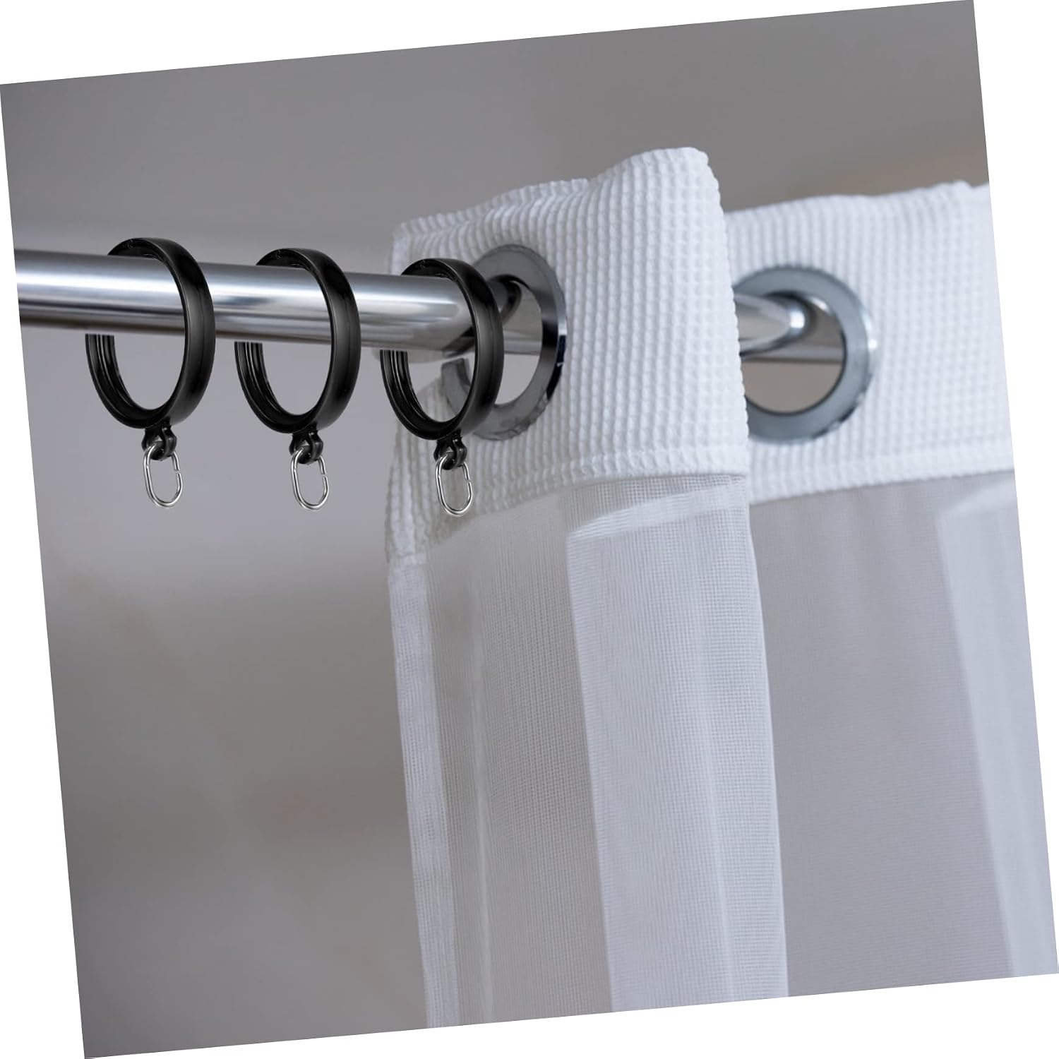 Amosfun 60pcs Extra Curtain Rings Thickened Plastic Rod Rings Simple Hanging for Window Shower Curtains