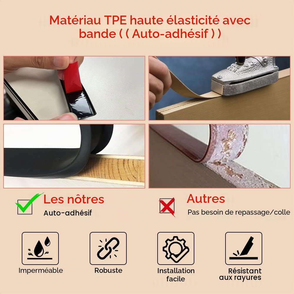 Flintronic Bande de Chant en Forme de U, Coin de Table Protection Bebe Flexible en TPE, Protections Coin de Table pour Bébé avec Colle autocollante pour Tables et Coins de Meubles(5 m x 18 mm, Noir)