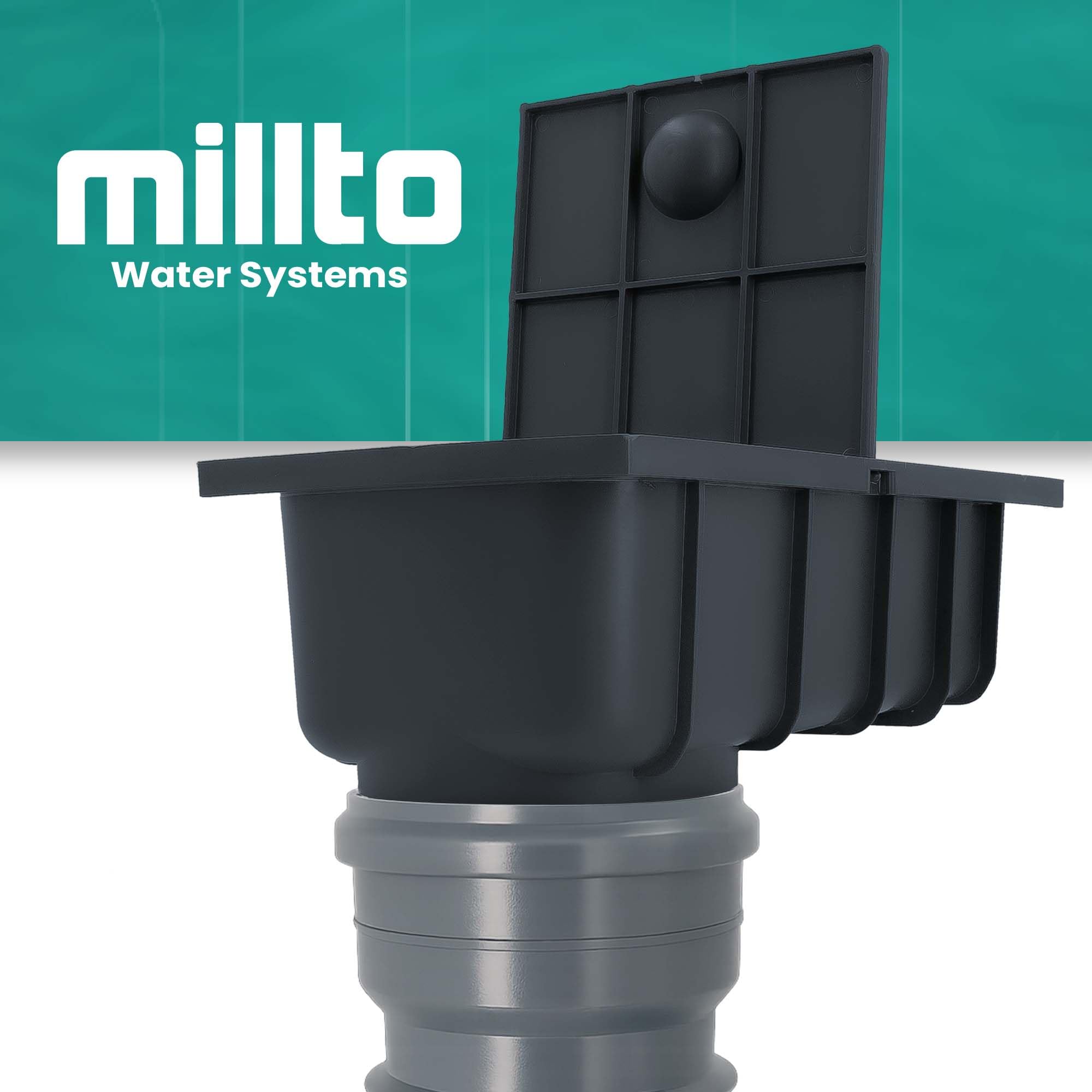 Millto Regensinkkasten 110 mm Regenwasserablauf Dachrinnenablauf Hofablauf Regenrohrablauf Sinkkasten Entwässerung Kontrollschacht mit Sieb und Flexibles Rohr 340-400 mm Graphit