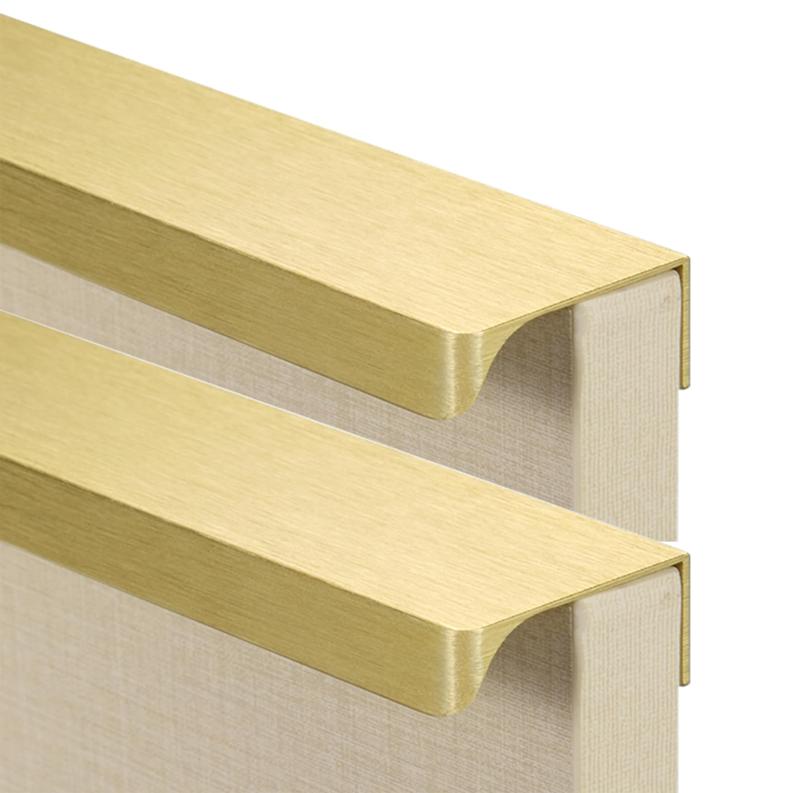 Tiradores de cajón empotrados de aluminio dorado cepillado para herrajes de muebles, lote de 2
