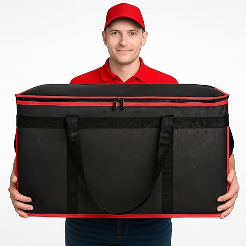 Miniatura 118 de Bodaon Paquete de 1 bolsa aislada para entrega de alimentos, bolsa de aislamiento para alimentos fríos y calientes, comercial, bolsa de Púrpura