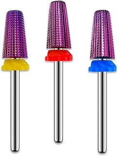 3Pcs Carbide 5 in 1 Nail Drill Bit Set- Two Way Rotate Use for Both Left and Right Handed- XF， F， M 3/32 Inches Brocas Para Drill Nails for Acrylic Nail Gel Fast Remove