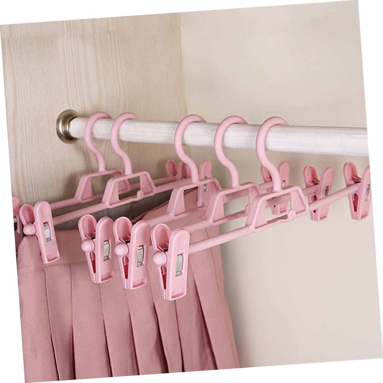 Cabilock 10Pcs Non Slip Plastic Pants Clips for Household Wardrobe Storage Space Saving Cloth Hanger for Adults and Sturdy and Easy to Clean
