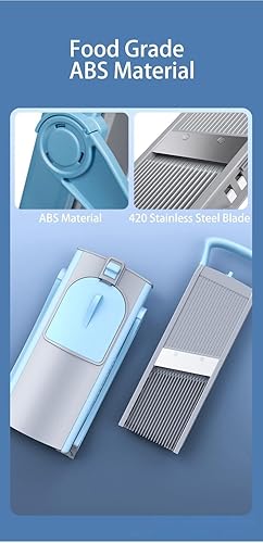 Miniatura 7 de Cortador de mandolina seguro de nueva actualización, tamaño más grande, picador de alimentos vegetales ajustable, cortador de patatas fritas, hoja