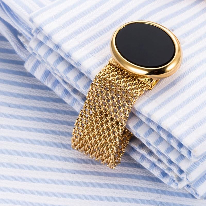 Copper Sleeve Button Minimalist Men's Cuff-link Noble Chain Nail Ellipse Cufflinks