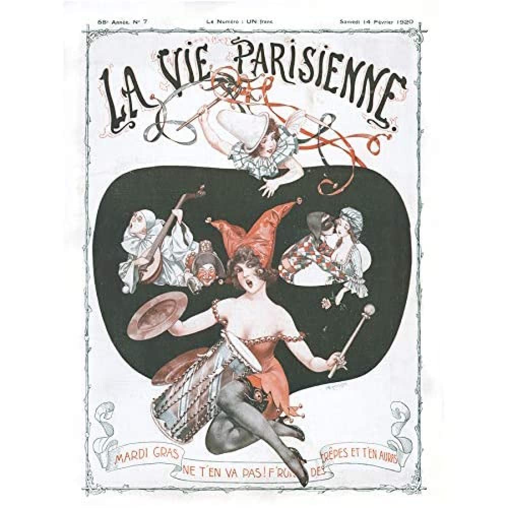 Artery8 La Vie Parisienne Mardi Gras 1920 Magazine Cover Art Print Canvas Premium Wall Decor Poster Mural