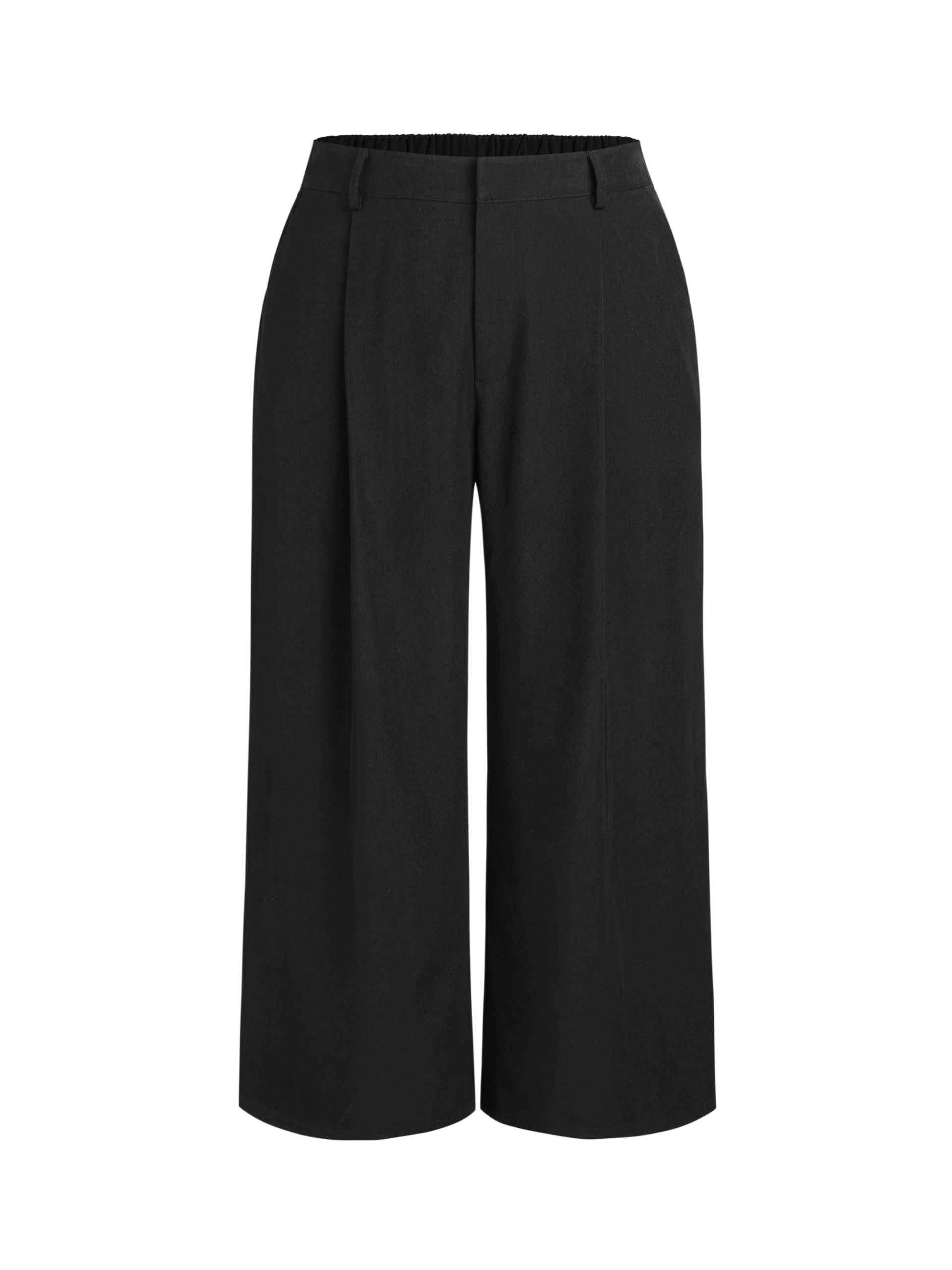 CIDER Mid Waist Pleated Pocket Wide Leg Pants Curve Plus