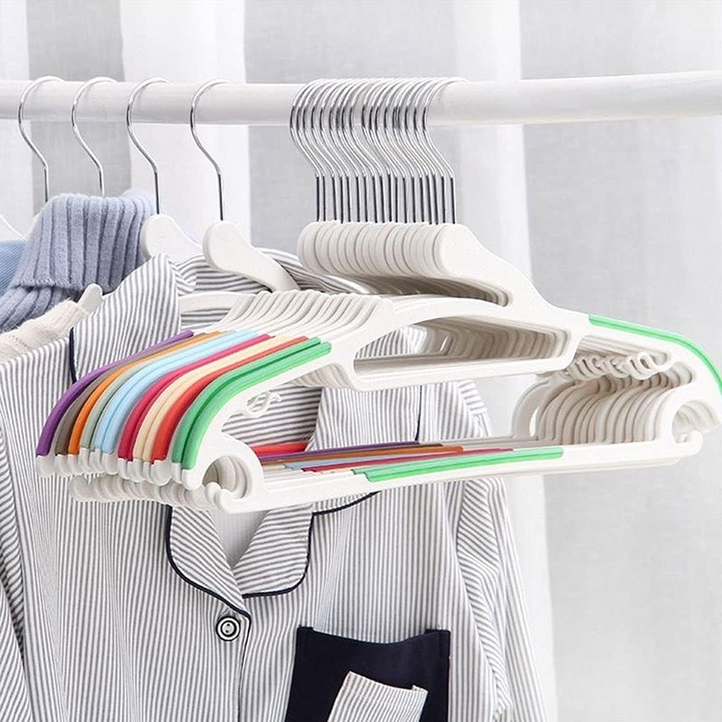 Multifunctional Hanger with Hook Coat Coat Rack Clothes Drying Rack Plastic Non-Slip Hanger 5 Color Optional(Red)