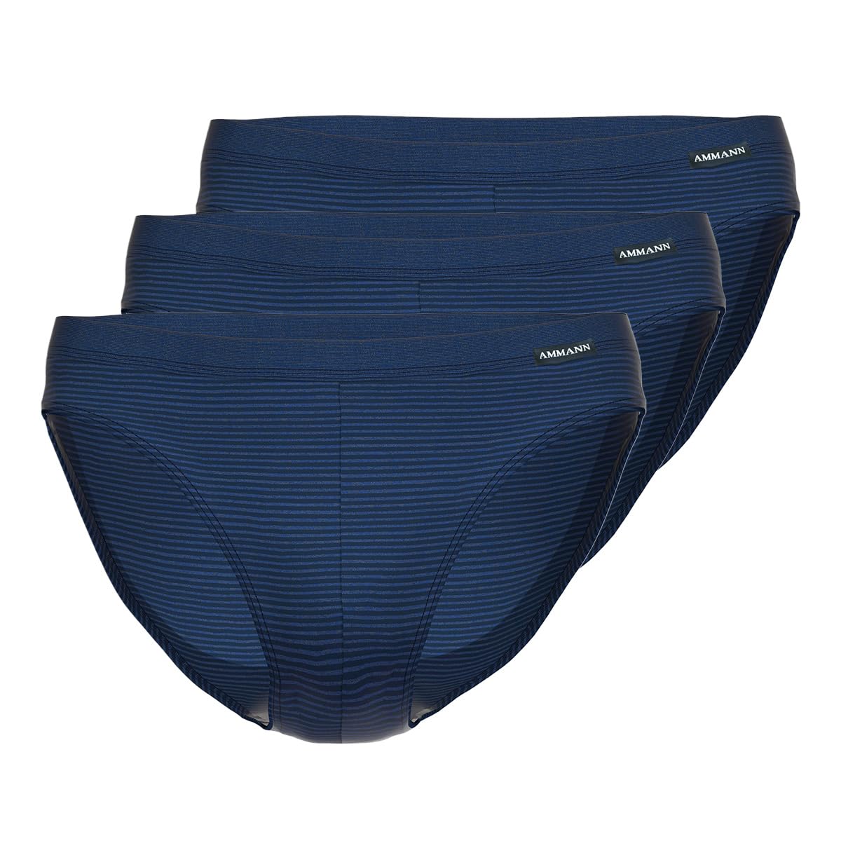 Ammann 3er Pack Jeans - Herren Unterhose ohne Eingriff - Slip Jazz-Pant Feinripp mit hohem Baumwolle-Anteil Größe 5-8 - Dunkelblau und Anthrazit