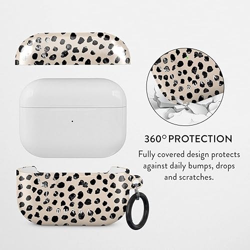 Miniatura 5 de BURGA Paquete de funda para iPhone 13 PRO con patrón de lunares negros y funda rígida para Airpod compatible con Apple Airpods Pro, color almendra