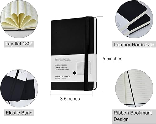 Miniatura 2 de Coopay Paquete de 4 cuadernos de bolsillo, cuadernos pequeños, bloc de notas con forro de cuero sintético, para oficina, hogar, escuela, negocios,