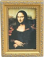 LUOZZY Mini Mona Lisa Gold Painting Model - Realistic Dollhouse Wall Art, Desktop Decor & Miniature Scene Accessory