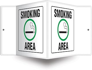 Accuform PSP384 Projection Sign 3D, “Smoking Area”, 6″ x 5″ Panel, 0.10″ Thick High-Impact Plastic, Pre-Drilled Mounting Holes, Green/Black on White