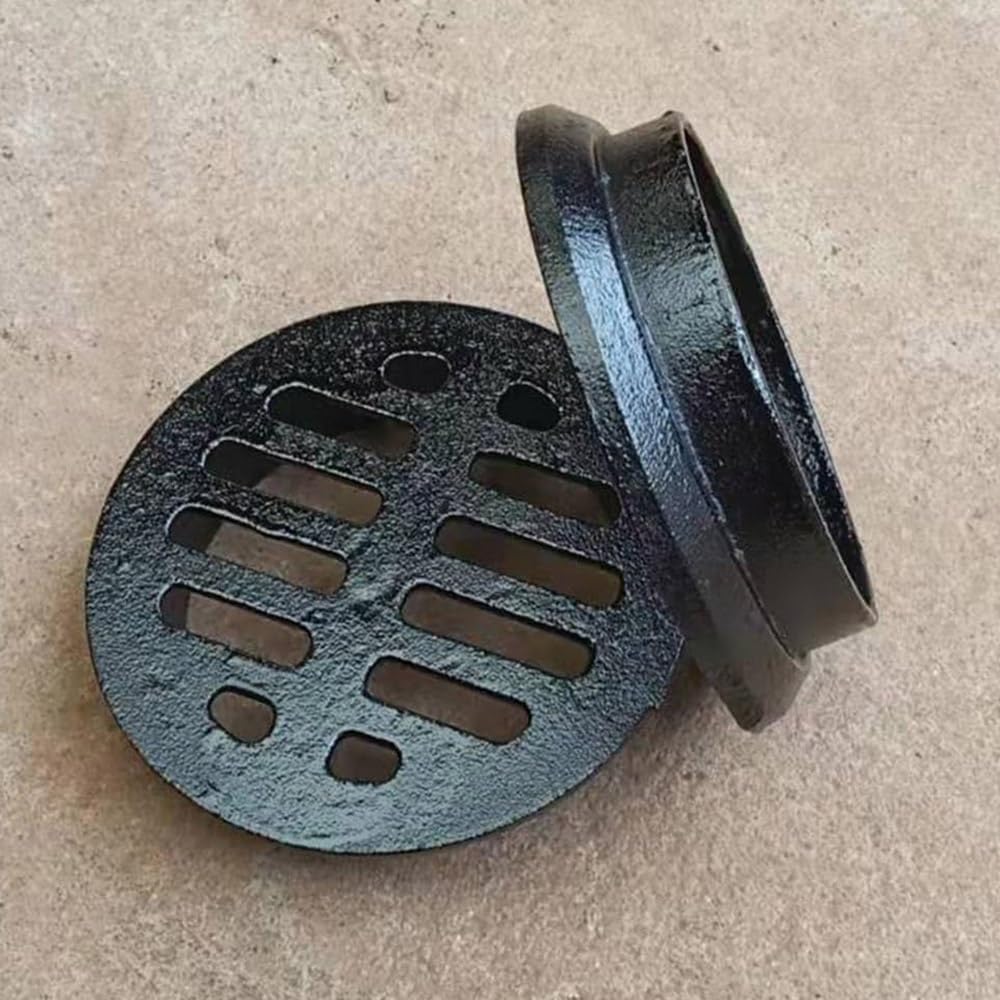 Rejilla de desagüe Redonda de Hierro Fundido para Exteriores, Varios tamaños de 2 a 10 Pulgadas. (110mm-4.3in)