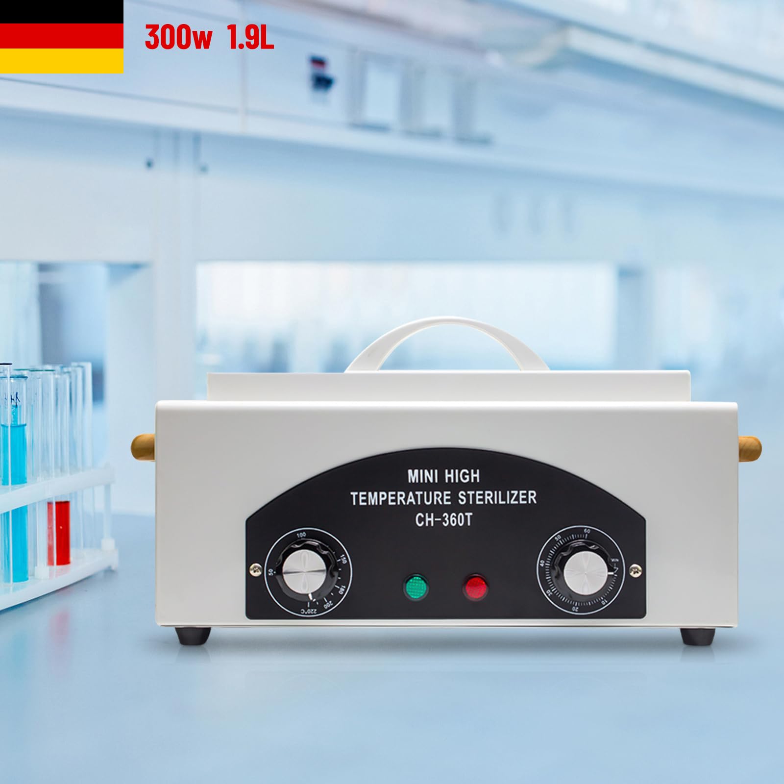 Esterilizador de aire caliente desinfección CH-360T – Dispositivo de esterilización para cuidado de pies, tatuajes y uñas desinfección – 220 °C temperatura máxima