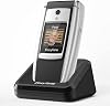 Easyfone T300 4G SIM-Free Flip Mobile Phone for Seniors, 2.4'' HD Display, Big Buttons & Big Fonts, Clear Sound, SOS Button, 1500mAh Battery with Charging Dock (Black)