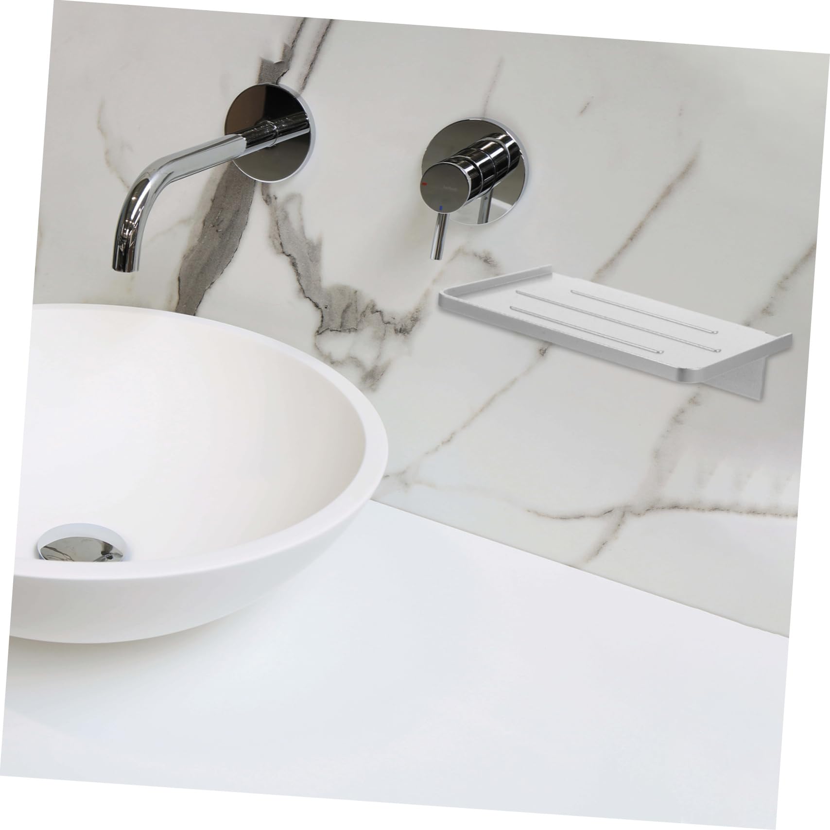5 Pezzi mensola del bagno sospeso Titolari montare Arredamento del bagno supporto per telefono da parete forniture per il mensola da parete senza porta punch plastica