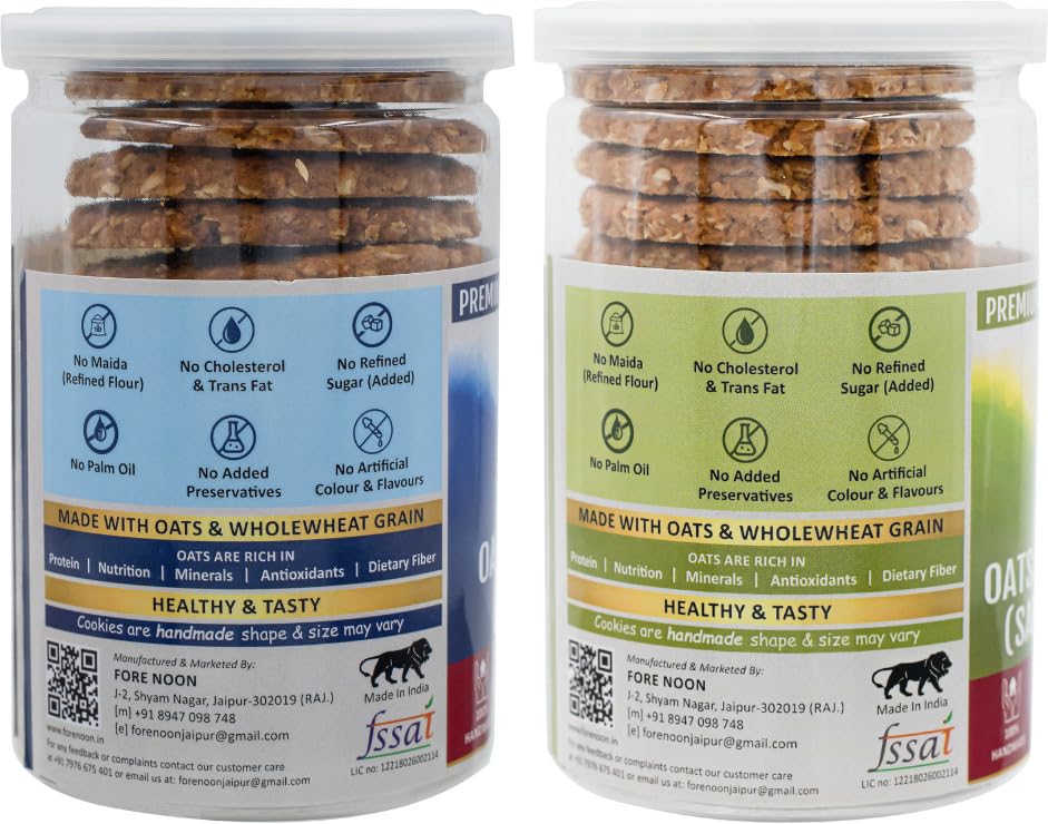 Fore Noon Oats Jeera Ajwain (Salty) & Oats Thandai Cookies (356 g, Pack of 2) 1