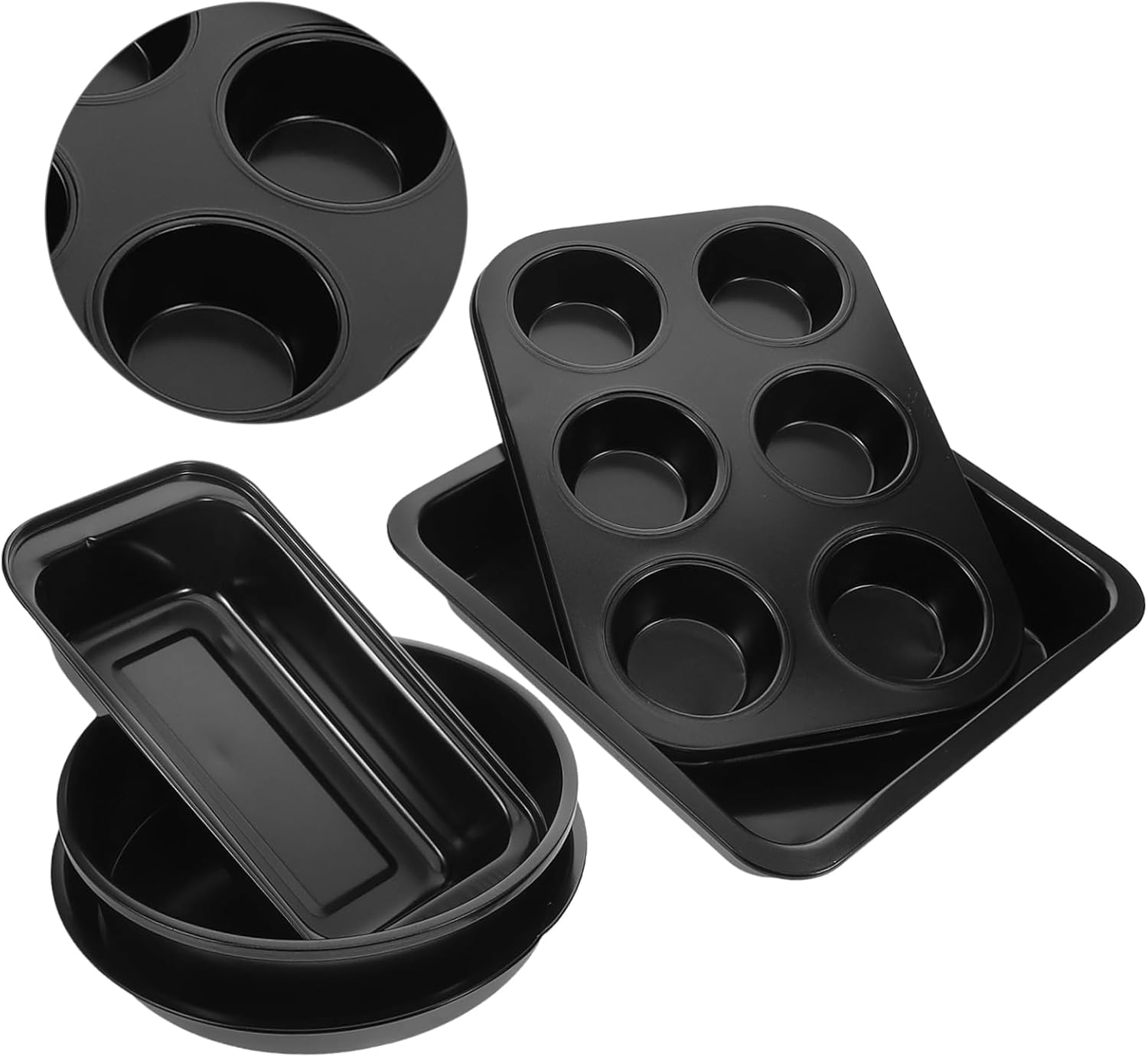 Generic 5Pcs Nonstick Bakeware Home Baking Includes Cake Pan Loaf Pan and Cookie Sheet for Versatile Cooking