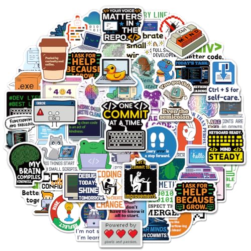 SigyoJeom 200PCS Programming Stickers, Coding Vinyl Stickers for Laptop Water Bottle, Computer Science Gifts for Programmers Engineers, Waterproof IT & Tech Decals