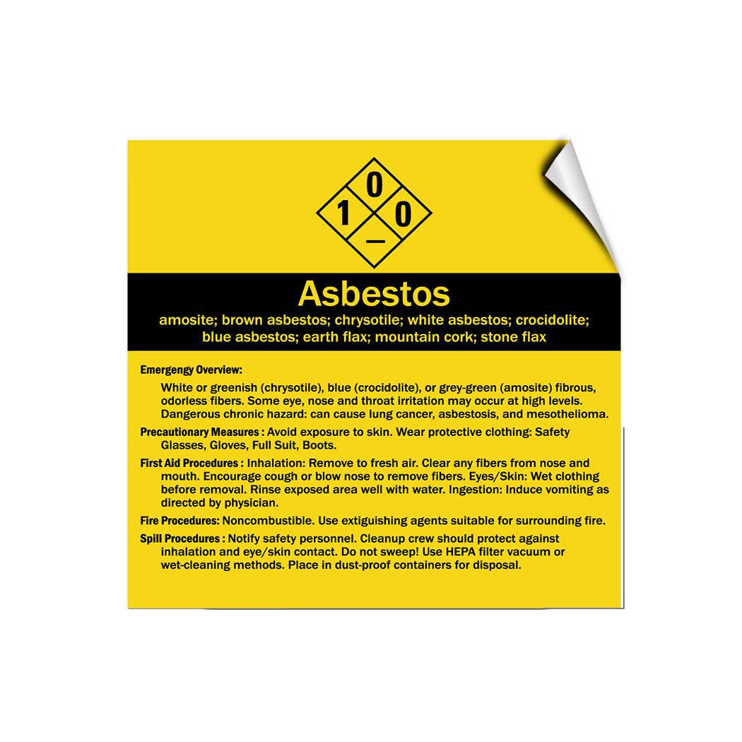 Asbestos Dangerous Chronic Hazard Follow Safety Instructions Label Decal  Sticker 8