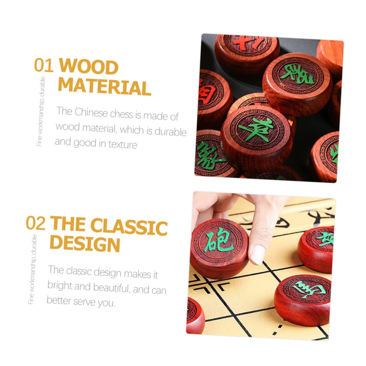 1set Scacchi Cinesi Legno Con Scacchiera Portatile Tradizionale Gioco Da Tavolo Per Famiglie e Adulti Realizzato Legno Di Alta Qualità Con Design Elegante e Manifattura Eccellente