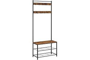 VASAGLE Coat Rack, Hall Tree with Shoe Storage Bench