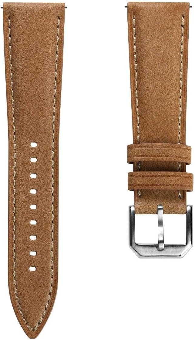 WatchGecko Whitby Heritage Leather Watch Strap, made from patina full grain calf hide leather, with quick-release spring bars. In black, brown, blue and grey. Sizes include 20mm and 22mm
