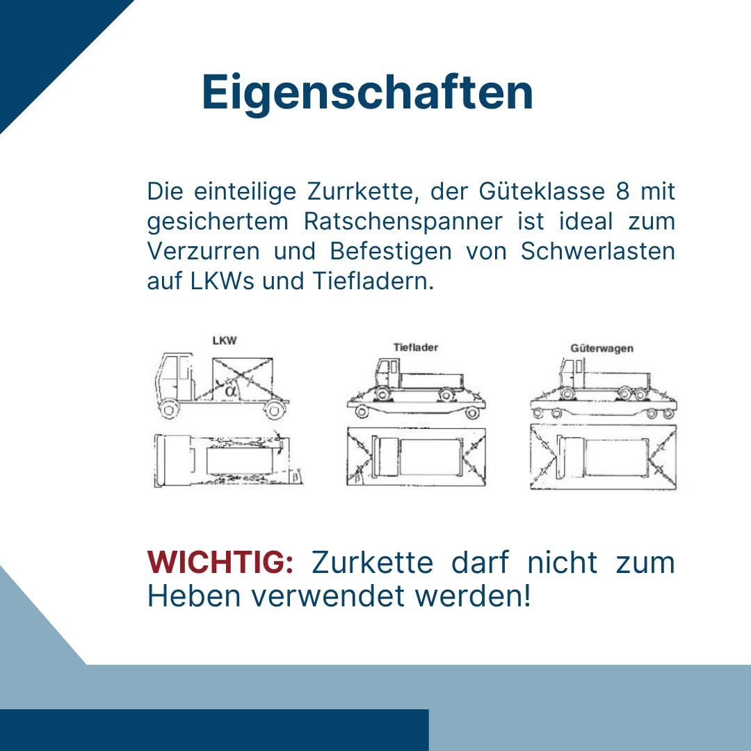 SHT Zurrkette einteilig Spannkette RLS-16mm Güteklasse 8 | Zugkraft: 16000 daN | Nutzlänge: 3m