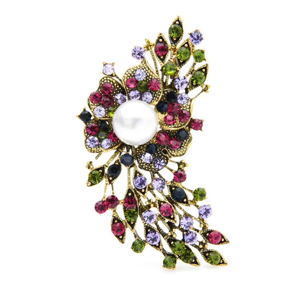 Strass-Blumen-Broschen-Frauen-Legierungs-Weinlese-Hochzeits-Bankett-Brosche-Stifte Geschenke