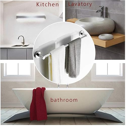 Miniatura 3 de BESy Toallero de baño individual ajustable de 15.9 a 28.6 pulgadas para accesorios de baño, soporte de toalla de acero inoxidable SUS304, montaje en