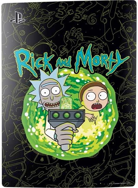 Skinit Decal Gaming Skin Compatible with PS5 Bundle - Officially Licensed Adult Swim Rick and Morty Portal Travel Design