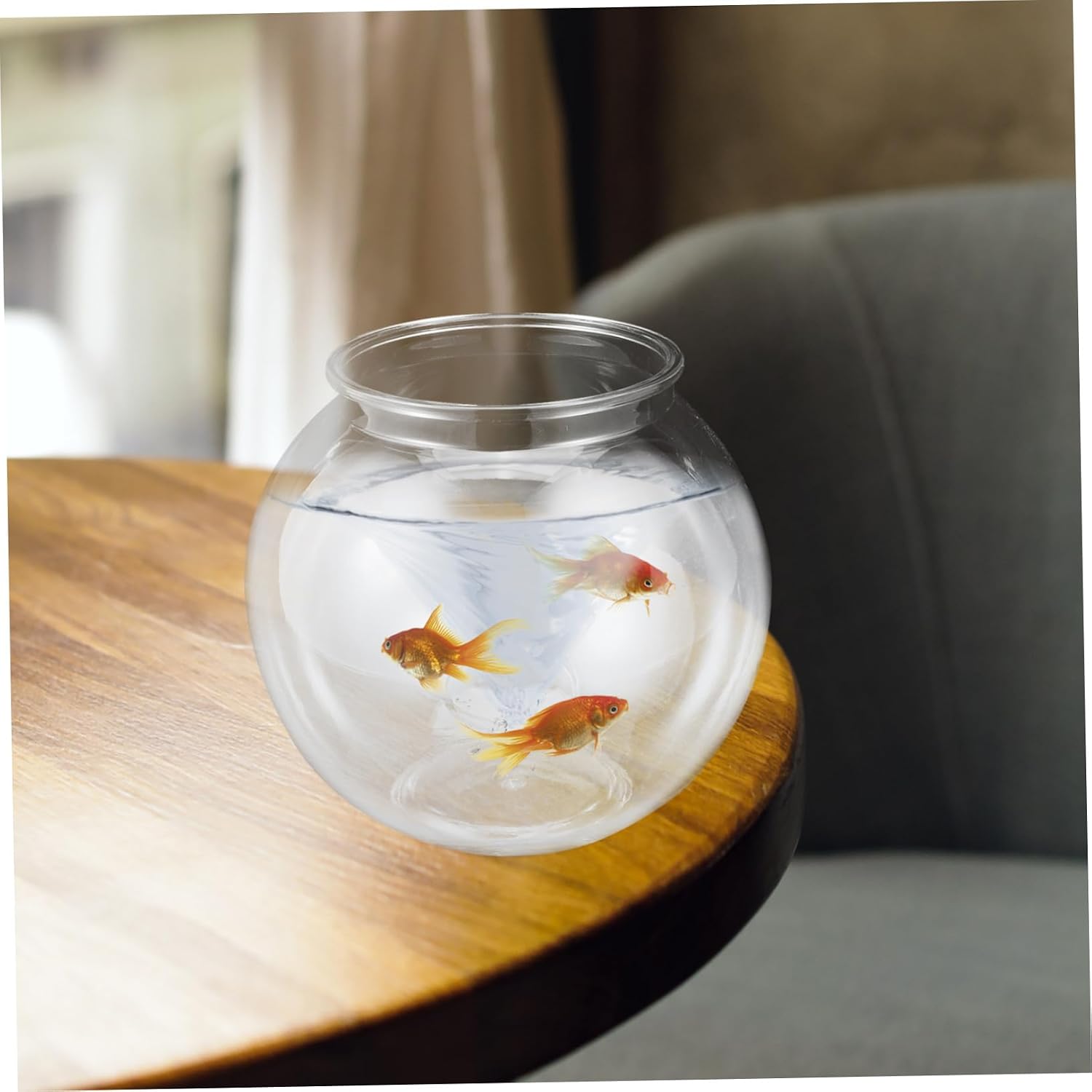 Ipetboom Transparent Small Fish Bowl Plastic Aquarium for Office Home Round Design for Easy Cleaning for Turtles Compact for Any Space