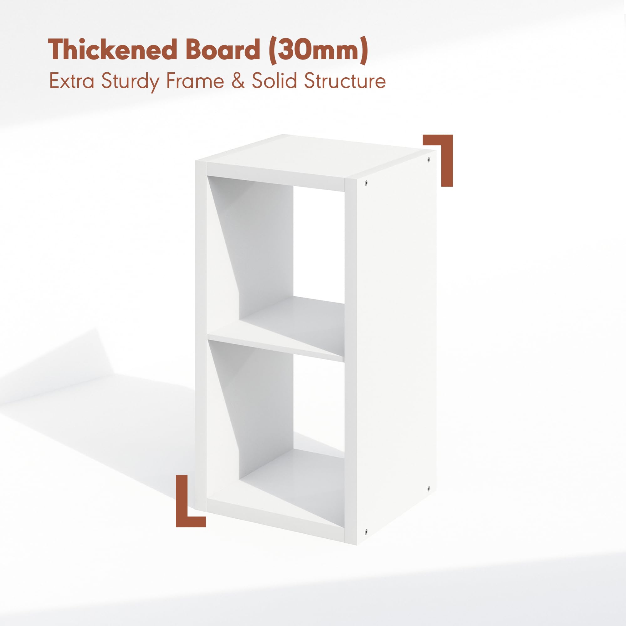 Furinno Cubicle Meuble Tourne-Disque avec Rangement pour Vinyles, 2-Cube Rangement pour Disques Vinyles 1.2 Extra Épais, Multimédia Ouverte À L'Arrière pour CD DVD Disques De Jeu Blu-Ray, Blanc