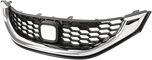 Miniatura 8 de PENSUN Parachoques delantero superior parrilla para Honda Civic Sedan HO1200206 2011 2012 negro con moldura cromada