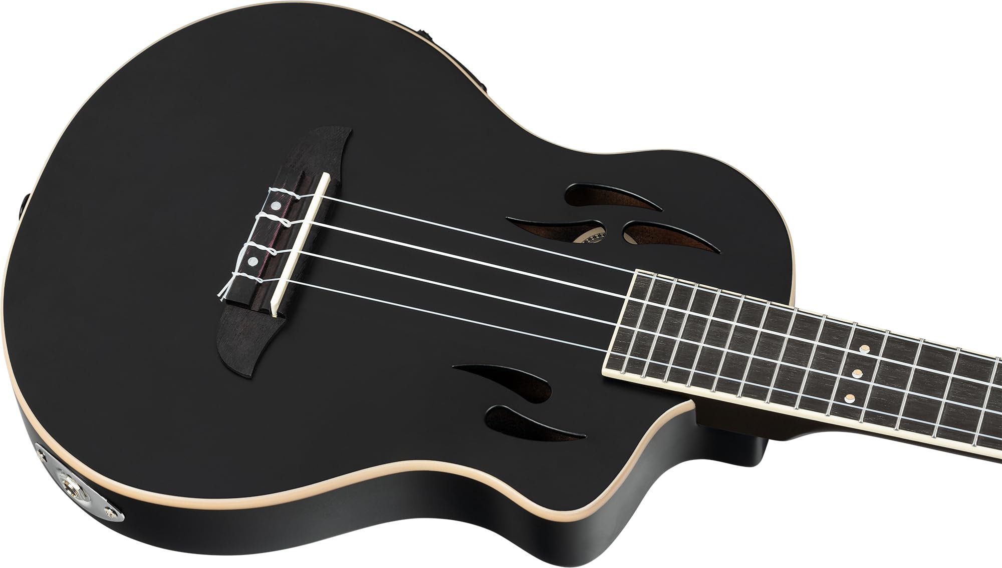 Ortega Guitars Ukulélé Ténor Électro-Acoustique – Corps Plein – Tourplayer Series – Housse Incluse – Épicéa/Okoumé, Noir (RTPS-U-SBK)