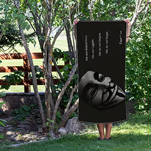 Apedes Anonymous Black Beach Towel Rectangle (30”X60”) Oversized,Super Absorbent Sand Free Thick Large Pool Towel (Anonymous Black) #TOP4