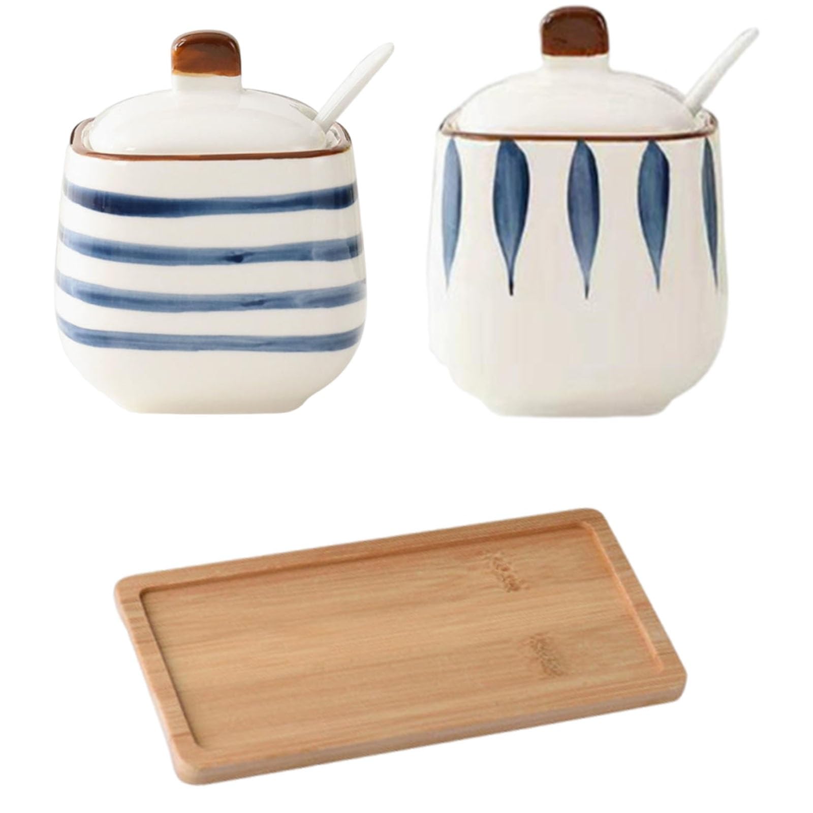 Zuccheriera con coperchio e cucchiaio, moderna saliera in ceramica, barattoli di spezie,