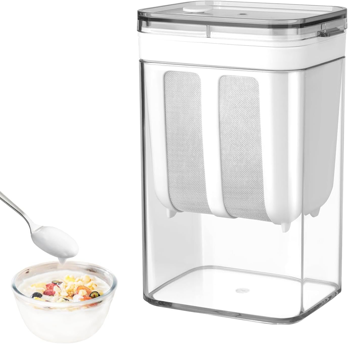 ArshanyYogurt Strainer, 1100 ML Cheese Yogurt Maker with Lid for Home and Kitchen, Fine Mesh Strainer, Reusable Food Strainer Yogurt Milk Filter Kitchen Tools with Stainless Steel Mesh