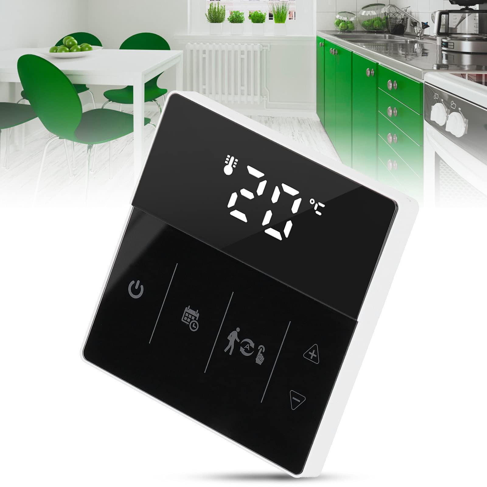 Hyuduo Termostat WiFi Regulator Temperatury Naścienny Podwójny Czujnik Termostatu Grzewczego 110 do 250 V Czarny do Ogrzewania Podłogowego w Domu Bojler Użytku w Pomieszczeniach Zamkniętych (BLACK)