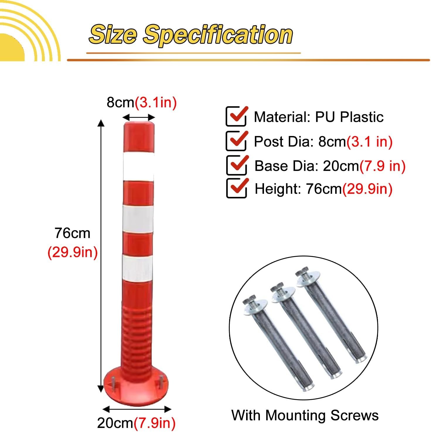 Traffic Delineator Post Delineator Safety Cone Post Commercial Traffic Delineator Posts Red - 1/2/3/4/5/6/8/10/12/16 Pack,Flexible Removable Parking Barrier Poles,for Parks/Garden Pathways/Streets