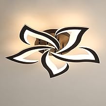 Riserva Modern LED Ceiling Light, 60W 6500LM Creative Flower Shape Acrylic Ceiling Lamp, 5 Heads Petal Black LED Chandeliers for Living Room, Bedroom, Dining Room, Kitchen, Warm White 3000K ..